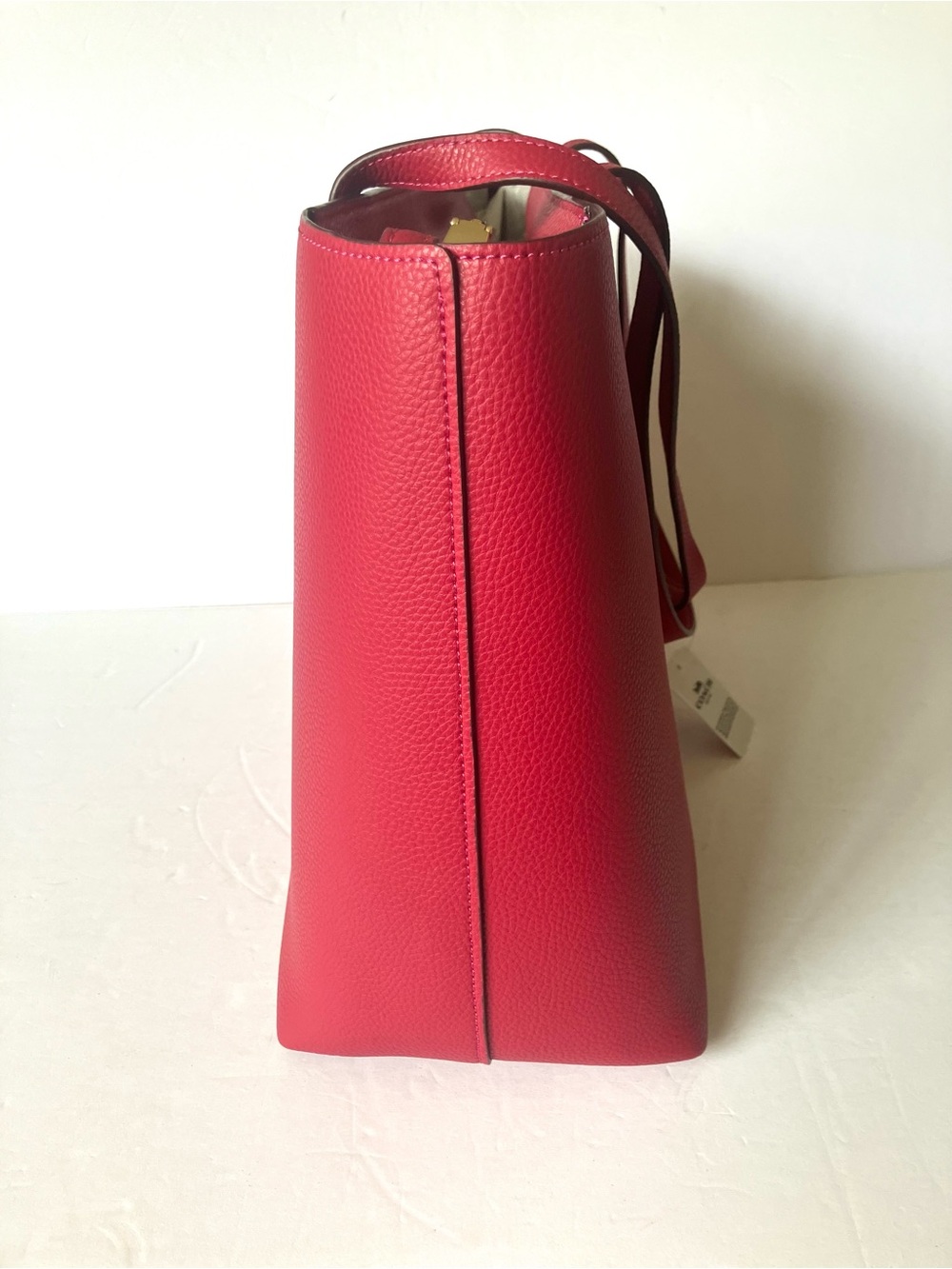 Coach 69424 Bright Cherry Red Pebbled Leather Zip Central Tote Shoulder Bag NWT - Picture 5 of 10